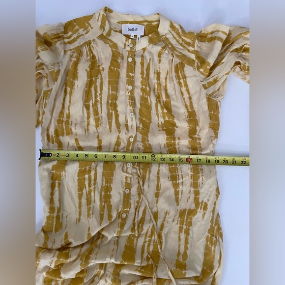 BA&SH Kenya Dress Ocre Metallic golden yellow drawstring mini M 6 - Picture 12 of 12